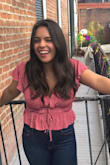 Every time I wear this top people ask me where I got it. The only thing I'd add is another latch to keep the shirt secure. It comes undone easily. - Savannah H.