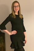 This dress is good when it's a bit cold, and is on trend with the ruffles. It also fits well! - Abigail