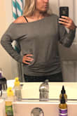 Not 100% what I was expecting. Fabric is okay, fit was just not my cup of tea. I was hoping for something more relaxed fitting. The model photos don't show the waistband but there's one along the bottom of the shirt and will only drape around your hips (like in the model photo) if you have suuuuper skinny hips, otherwise it'll be form fitting in that area. The medium fits me but it doesn't drape comfortably around my mid section in a relaxed way. I thought about getting a size larger but the top part fits me fine, it's just the bottom part... I didn't want it falling off my shoulders all the time so I'm just going to stick with this. - Jeana W.