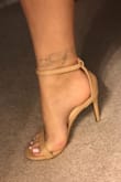 I usually wear 7.5 to 8 in sneakers just to have wiggle room but sandals and strapy heels I'm usually always a 7. My toes feel a little scrunched and the ball of my foot doesn't fit on the shoe... IDK if I just have too wide of feet for such a small size but it's a little disappointing. There's already a small gap between my heel and the back of the shoe, which is why I'm scared to get a size up. Also, the ribbed threading on the shoe pad where the ball of your foot rests is really worrying me because it's a little uncomfortable when the ball of your foot is being pressed into it. These were the shoes we were told to buy for a wedding as bridesmaids so I can't exactly rerun them but I'm just praying that they aren't too uncomfortable for a day. I'm not sure if I'll be able to put pads on it since the strap over my toes is so tight... but we'll see. I may get a size up if I can't bear to wear them for a whole day as a trial before the wedding day. - Jeana W.