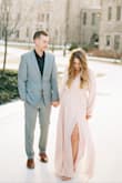 I ordered a small and a medium after reading other reviews. I'm a size 8 in pants and always a medium in shirts so I was skeptical of ordering the small. But the small fit perfect! I love this dress! The color is such a subtle nice pink and not too much. - Lindsay D.