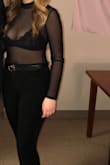 I love this top. I wore it to a "black-out" themed party and I got so many compliments. I would definitely wear this with a braletet and not a regular bra with a wire and high waisted jeans or skirt. You have to have a lot of confidence to wear this top as it is completely sheer. With that being said, I was apprehensive to wear it, but the moment I put it on I knew this top was so fab. I would 10/10 recommend this top if you are going out to the club or a high-end bar for the night. - Marta H.