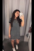 It fit me a little big or I'm not sure if the dress is supposed to be loose on the body. I just put a safety pin in the back to get it to look tighter to my body. I love the dress tho it's a thick material and comfortable! - Wesley H.