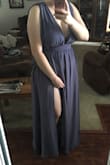 When I measured myself I was just on the cusp of the high end of XL measurements so I was worried it wouldn't fit but it fits perfectly! It's really long so I will need to hem it a little bit (I am in heels in the picture..)
The main issue is it's a much more purple-y colour. As I was buying it for a wedding where the bride wanted denim/dusty blue I was very worried, but she still is good with this colour so I am keeping it and loving it. - Devon G.