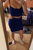 I love this dress ! I bought it for an upcoming beach vacation and can't wait to wear it. I may even buy other colors in the future ! I am usually between a medium to large in Lulus dresses but I am glad i read the reviews and got the medium. It stretches and the material is very nice. I highly recommend ! - Kelly S.