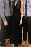I loved this dress! It's thick, heavy fabric, so it's not see through but also light enough it's easy to get around in. I wore it as MOH in a wedding and love that there were so many ways to do the strap(s) to make it as causal or formal as needed. Was also able to comfortably wear it without a bra which is always a plus! - Bethany T.