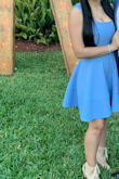 At first, I was going to return this dress since I felt it made me look like a cupcake (it is VERY puffy). However, I decided to keep it and wear it to a wedding. I ended up liking the dress very much. The fit is extremely comfortable, although it does run a little big around the waist. The color is absolutely beautiful and I'm very glad I kept it. I got a lot of compliments on the dress! - Maylin R.