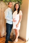 I bought this dress for my baby shower at 32 weeks pregnant and ordered a size up from my normal/pre-pregnancy. This dress was so perfect and I received so many compliments on it. I ordered it in a size small in 2 other colors because I loved it and wanted to have it for later had. - Katie L.