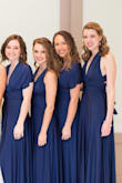 When my bridesmaids tried on this dress, they were immediately SOLD on it. So versatile, flattering, and comfortable. My bridesmaids were many different heights and sizes, but they all looked amazing in the dress. One bridesmaid did opt to have a stitch put in to ensure her chest would stay covered. The others did not need to do this. With so many ways to wear it, everyone was happy and comfortable enough to dance all night! - Ali J.