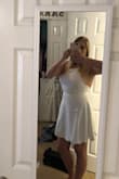 I loved how this dress looked on a lot of people in the reviews but the fabric just had no give at all and it was difficult to get on. I probably should have sized up, but the XL was sold out. Also it was also very, very short. - Sarah B.