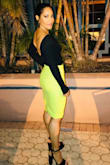 The only issue I had is that the elastic waist and tag kept coming up at the back because I think the waist area was cheaply made. I had to keep folding it back inside. Also part of the seam came undone when I sat in the car. Overall it is a fun colored sexy skirt and great with a black bodysuit or peplum top. - Christina C.