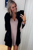 This dress is perfect!! The material is so comfy and feels like you're wearing a tee shirt. I love the way I could dress it up or dress it down. Definitely a go to dress for whatever occasion. Highly recommend. - Sarah L.