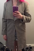 I don't recommend anyone buying this coat unless you are the shape of a flat board. It is like a potato sack- no shape at all and the colors are like and old man suit from the 70s. Unfortunately, I can't return it because it was a final sale item which sucks because that's $70 down the drain. (Ps: don't mind my pjs in the photos. It doesn't matter what you have on underneath this, it's just not flattering at all.) - Jenna B.