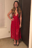 *edit* I originally ordered a small based on the majority of the reviews saying it was true to size. I was SO bummed that I didn't listen to the few who said it runs large because it definitely does. I had about an inch and a half around my waist and the breast part was quite baggy. I spoke with a very friendly sales representative and was able to return the small for store credit and bought an extra small which fit like a glove! This is an absolutely stunning dress and the quality is amazing. I would note for my bigger bootied ladies that the under layer barely covered my tush, so watch out for that (would have loved another two inches of material but it didn't deter me from wearing it). - Caitlin P.