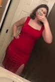 Since I'm 6'2, it's usually very hard to find dresses long enough. Despite this, I was pleasantly surprised by the length! The straps were not adjustable and a little loose. This meant the neckline would slide down to reveal a liiittle bit of my bra. It rode up in the back a little bit, but I'm assuming this is because my torso is longer than most. The material and design were very flattering and my date loved the color. Overall, I LOVED the dress, but I may have to hem the sleeves to be a bit tighter so the neckline doesn't slide. - Katie S.