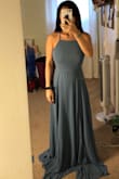 This dress is so pretty! It's a beautiful shade of blue, and it's so nice and flowy. It's super long, so I'm going to have to get it hemmed, but this is fine since I was expecting it. If you've got a bigger bust like me, you'll need to wear a sticky bra or something similar cause there isn't really any support in that department. Overall it's a gorgeous dress, and it's so versatile that I'm sure I'll be able to wear it multiple times. - Anna M.