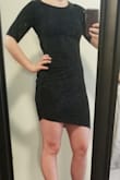 True black color, doesnt run up. I'm athletic build and this dress makes me feel feminine. Sexy on bottom, modest on top. - Meleah B.