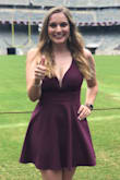 I ordered this dress for my Aggie ring day and it was a huge hit!!  I wore it with sandals and it was a great length. The dress is soooo pretty and is great quality. It is pretty think fabric so not wearing a bra isn't a problem and you feel comfortable all day. - Bailey G.