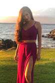 This is one of my favorite outfits I've ever gotten from Lulus! I am only 5'3" so I ordered this not entirely convinced that I could pull it off. Most two-piece jumpsuits are not proportioned great for us shorter ladies. But this one fit perfectly with a quick hem of the pant legs for length. And the fabric was surprisingly thick enough that I didn't have to wear a bra (the back is open so it would show if you did anyways). I loved the vibrant color and the high slit on the pant legs! Definitely give this one a try! - Jacquie G.