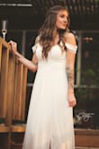 This dress is flawless. I wore it for my very casual wedding (backyard of my parents' home, married to my husband by my dad) and literally couldn't imagine having worn anything else. My photos turned out beautifully and I felt AMAZING in it! I paired this with a pair of the Taylor Gold Ankle Strap Heels. It was a perfect dress for the perfect day! - Amy C.