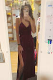 Overall I like this dress but the top is not very fitted (I have a smaller chest but it was still a little loose). Another thing I would like to comment is that the leg slit is on the SIDE of the dress, not like on the side of the front. In order to see the slit you have to deliberately stick your leg out or whatever (which was good for me because I didn't want the dress to be too showy). The material is nice and comfortable so overall I like it but the dress is pretty plain without much shape. - Emily B.
