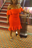 The dress was perfect for Valentines Day on a cruise ship. The materiel was the right texture and weight. I'm a 38DD and forgot to pack my strapless bra in suitcase. My breasts stayed in the dress the entire night, even as we danced. I received too many compliments and can't wait to wear it again. - Venita J.