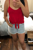Not to happy with this crop top. Thin material. Straps are way too long. Wished they were adjustable straps. I will be adjusting it to my liking somehow. - Maricel B.