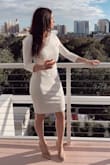 I purchased this dress last minute for my rehearsal dinner. I typically wear size small in Lulus but this dress was in high demand so the small was sold out. Took my chance with a medium ... I knew it would be big. So I took it too a seamstress and had it fitted. A small would of fit perfect. Do recommend sticky adhesive bra for this. A regular bra shows in the back where the last buttons sit.
Totally stunning on- highly recommend . Finished look with a pair of Lulus nude heels! - Jaimie R.
