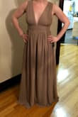 Great dress, it doesn't fit everyone, especially in the sides. Idk if taupe is the right color. The red is beautiful. - Maria S.