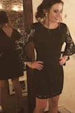 Love this dress! Medium was recommended but a small probably would have been better. Ended up needing to have the medium altered because it was a little too loose. But beautiful dress and perfect for a fall or winter wedding. Exactly what I was looking for! - Jennifer B.