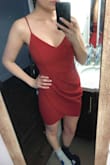 Super happy with this purchase! Was a bit concerned about the color being more orange than red, however it turned out a beautiful crimson! The length is really great. It hits at the mid thigh in the front and is just a little bit longer in the back. It's also incredibly comfortable and made with a thin breathable fabric, great for hot weather. Will definitely being buying it in more colors! - Kelcy T.