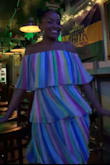 This dress is everything! I wore it in New Orleans for the Mardi Gras parade and it was a huge hit, got a million compliments. I was worried it may hide my figure and give no shape but the waist is cinched and the fabric falls beautifully. I usually wear a small in lulus dresses and this was true to size for my body shape. Small bust, larger hips. - Clarrisa B.