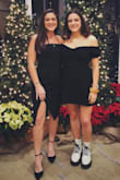 I wore this dress to a Christmas Eve Party and got so many compliments! It's a comfy and soft material with a little stretchiness to it. It also has a very classy but cute asymmetrical slit up the leg. If you are looking for a dress for a special occasion or holiday, this is it! - Madison N.