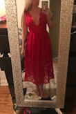 This dress is amazing. I will pay to put small padding in the top to feel more secure and give me more shape but it's beautiful. I typically wear a medium but listened to the other reviews and bought a small. - Kimberly J.