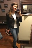 Runs a little large. I usually wear a medium but had to return for a small. Having said that, that small fit better and it is a super versatile jacket! Wardrobe necessity! - Alexis J.
