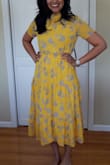 I don't have anything in yellow as I have never found a yellow that works with my skin tone. This dress made me happy! Color, fit, everything. 

It's well made and can be dressed up with heels or casual with flats and a denim jacket. - Pearl M.