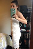 I bought this dress in size XS, and I could not get the zipper up. 
When I returned the XS, and bought the small, it was baggy and completely unflattering. I always buy dresses from Lulus, but this one is sad. - Brianna R.