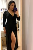 This dress is so perfect! Super comfortable and fitted nicely. Perfect length and doesn't drag with my height. I wore it for an evening winter wedding and felt comfortable yet sexy. Definitely recommend! - Montserrat G.