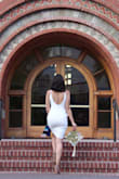 I wore it for my college graduation and it fit perfectly. I loved how the back is open but doesn't go too low. Also, it's good material; Not see through whatsoever. - Stephanie R.