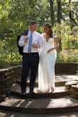 I got married in this dress and the words I kept hearing over and over were "elegant", "classy", and "goddess". The dress is well-made, not see-through. I was surprised at how well it fit because I am a curvy girl and it makes you look good in all the right places. I did have it hemmed and had the straps shortened for a perfect fit.
The best part is I didn't wear a bra and this dress is really comfortable. I wore it again on the cruise ship for our honeymoon on formal night. - Laura M.
