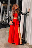 Such a fun two piece! Can be worn in different occasions! The fit is so nice, and the material is great! wearing with Lulus MARIE BLACK SUEDE LACE-UP HEELS! - Elena T.