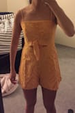 This is such a cute romper but unfortunately is a lot larger than I would've liked it to be. At Lulus I'm typically a S or XS so I ordered the XS since it looked good on the model. The top portion fit well but the bottom was too loose for my liking. - Sonja S.