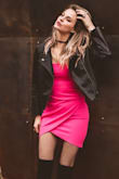 This dress has just the right amount of SASS to make you feel pretty with a side of sexy! Very comfortable material, hugs the body with plenty of give. Great length, I am a relatively tall gal and didn't feel worried about the dress riding up or it being too short. Easy to move in, all around great and happy with purchase! - Mallory L.