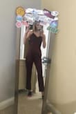 Originally, I ordered a small in the blue jumpsuit, but it didn't fit. After returning it, I decided to try an XS in the red (because it wasn't available in blue) and I ended up loving it more than the blue one! I would highly recommend this jumpsuit but would suggest going a size smaller. - Kristin L.