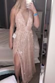 I really liked this dress and it fit well to my body except for the chest area. It didn't look right on my chest. Also, the color was a lot more pink/blush than it was in the picture. It looks more gold in the picture. Other than that, it's a beautiful dress and very adjustable! - Maddie P.