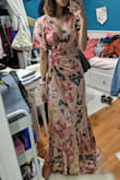 I love that it's like a shift dress because dresses rarely ever fit right without waist straps. The length is long but it's perfect with heels on. Material is a little easy to crinkle but doesn't feel cheap at all. - Sandy H.