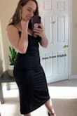 I bought this dress in my usual size (S) and it was way too big, could for sure have used an XS. It is also completely sheer, so you would need to wear a slip. It's a shame because the dress is so cute and really could have been flattering! - Jamie G.