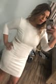 I absolutely loved this dress!!!!!! Fit like a glove and felt great in it!!! Material is thick enough where it's not see thru- bc of how the back is, I had to wear a sticky backless bra. I wore this for my bachelorette party. - Brenda O.
