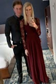 Beautiful dress!  Wore it for a winter wedding & will also wear it for engagement pictures in the fall!  It is quite long & I wore heels with it. - Megan K.