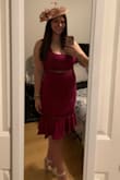 Needed a pink dress for Kentucky Derby weekend. Ordered this in a size large. It's definitely form fitting, but looks amazing with my curves. - Taylor T.